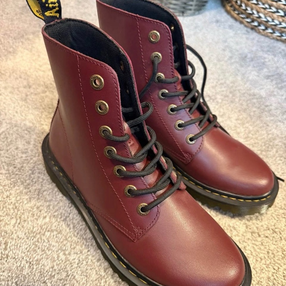Dr. Martens Women's Burgundy Lace-Up Combat Boots